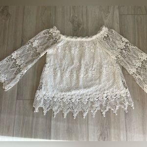 R N B Lace Crochet Off Shoulder Tunic Size M